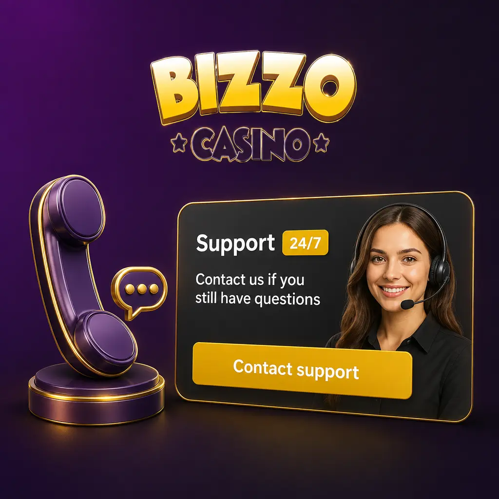Zákaznická podpora Bizzo kasina 24/7 přes živý chat, e-mail a zprávy v hráčském účtu