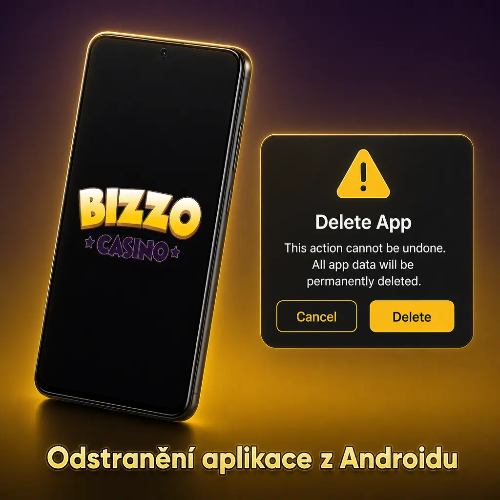 Odinstalace aplikace Bizzo casino v Androidu přes Nastavení nebo podržením ikony na ploše