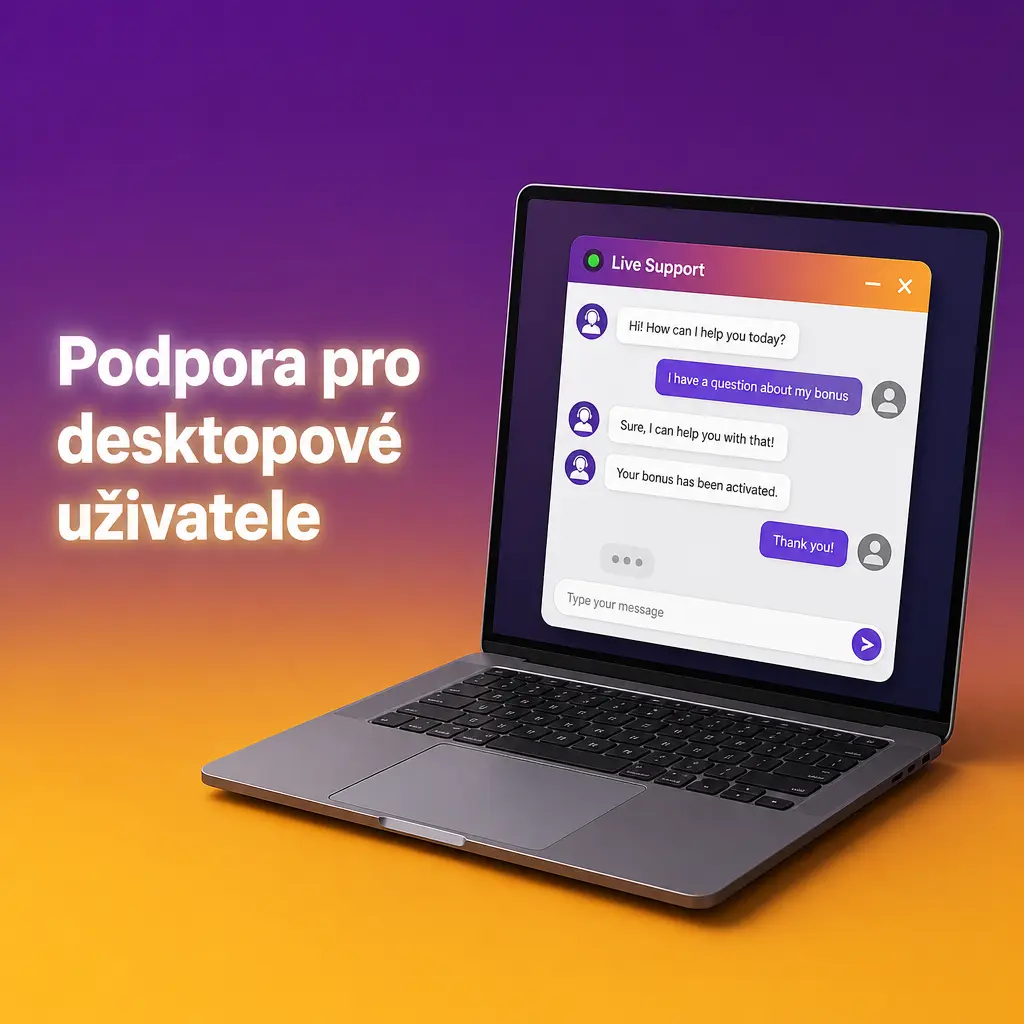 Desktopová podpora Bizzo: živý chat, e-mail a centrum nápovědy pro přihlášení, platby, bonusy a potíže