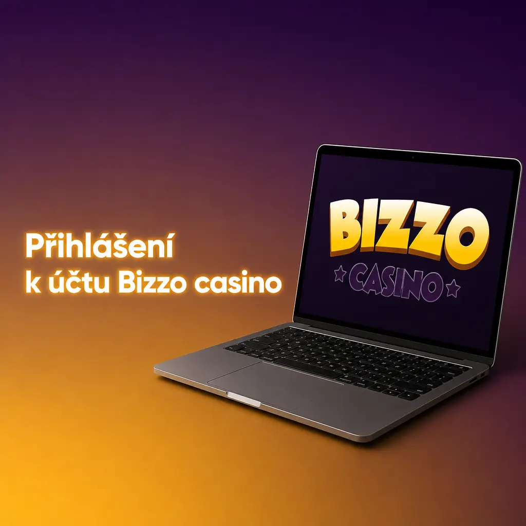 Přihlašovací stránka Bizzo casino s formulářem pro e-mail nebo telefon, heslo a ověření účtu