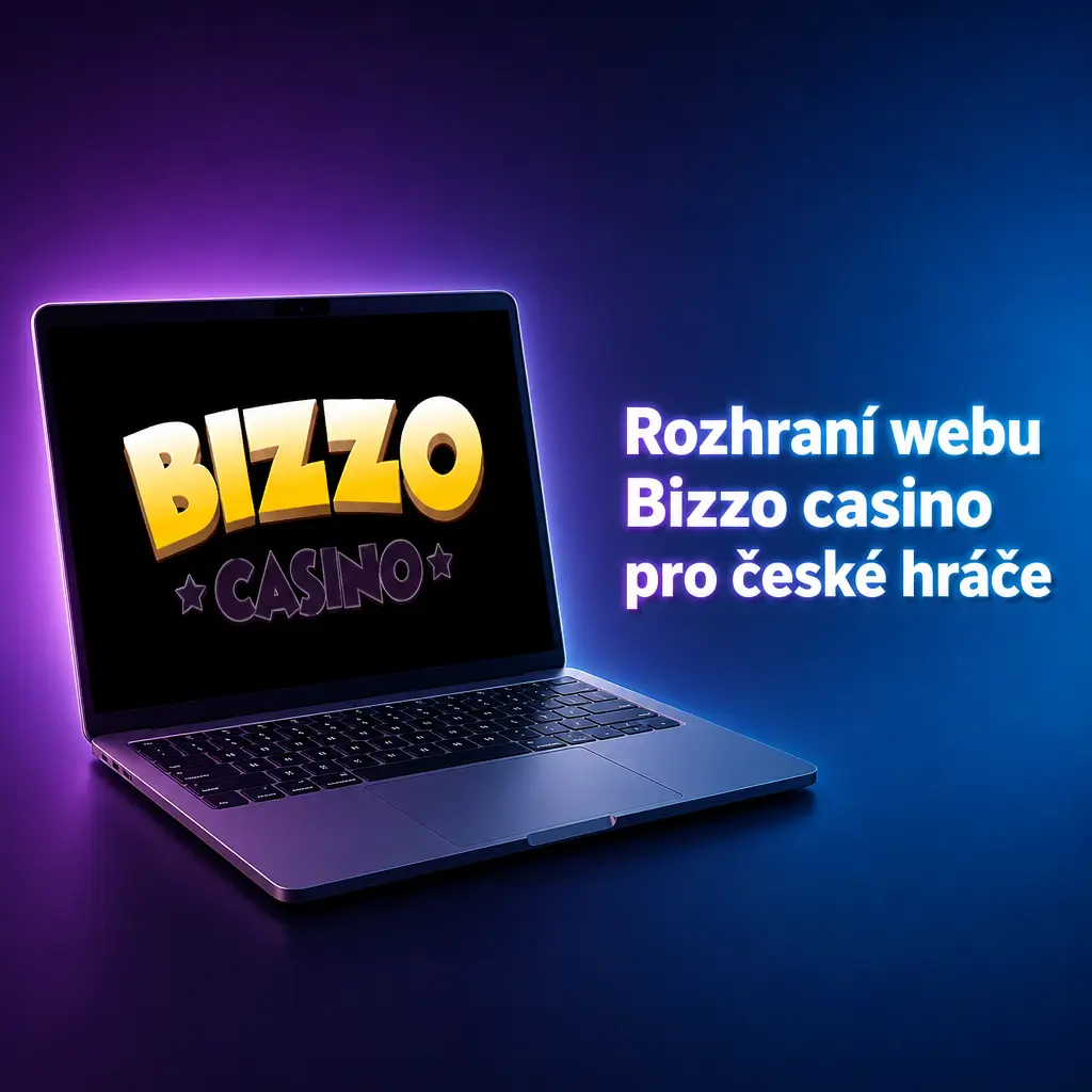Rozhraní kasina Bizzo s horním menu, zůstatkem účtu, bonusy, vyhledáváním her a platbami v CZK